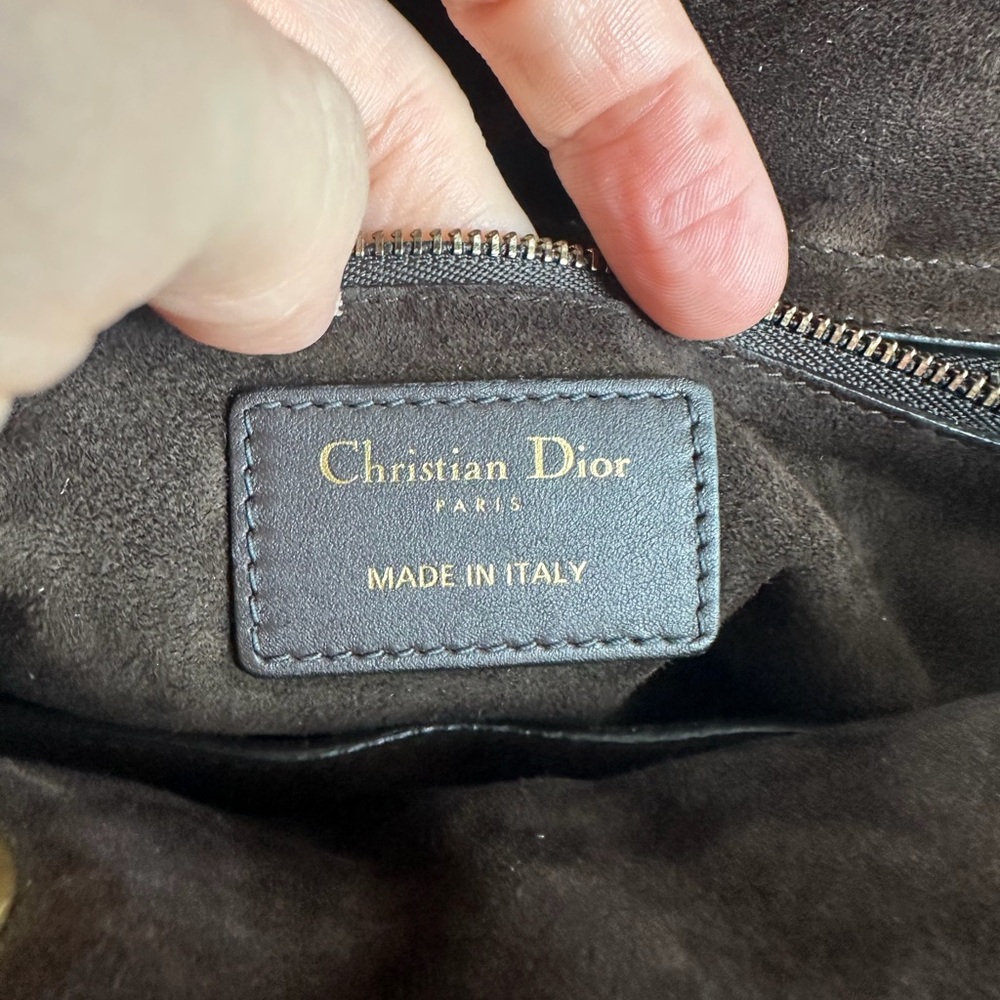Pymt-3-LADY DIOR LEATHER TOTE BAG ORIGINAL STRAP DRK BRN GHW MED - Picture 9 of 14
